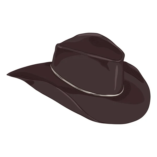 Vector Single Cartoon Gray Cowboy Hat White Bcakground — Stock Vector