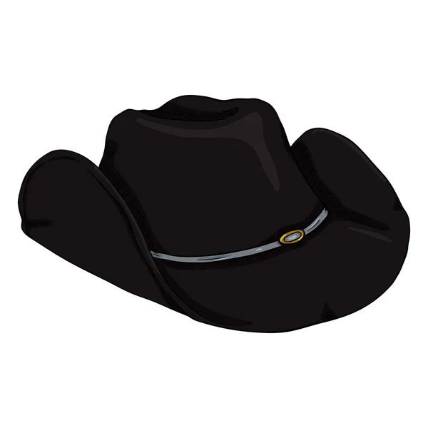 Vector Single Cartoon Black Cowboy Hat White Bcakground — Stock Vector
