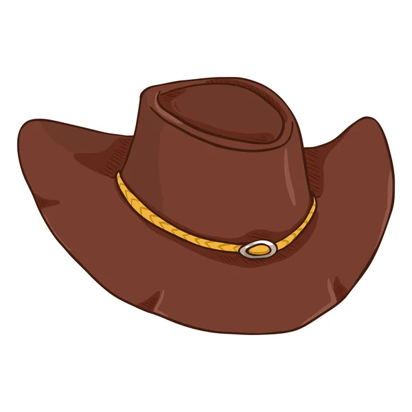 Vector Único Cartoon Brown Cowboy Chapéu White Bcakground —  Vetores de Stock