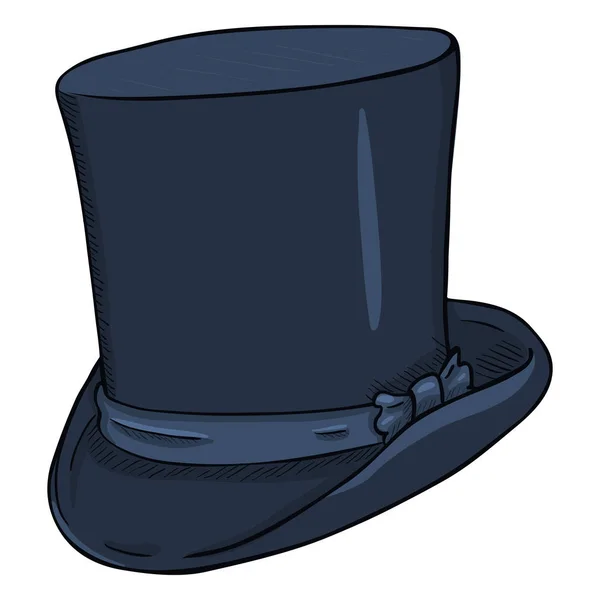 Vetor Único Desenho Animado Azul Escuro Clássico Chapéu Cilindro — Vetor de Stock