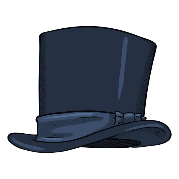 Vector Single Cartoon Dark Blue Classic Cylinder Hat — Stock Vector