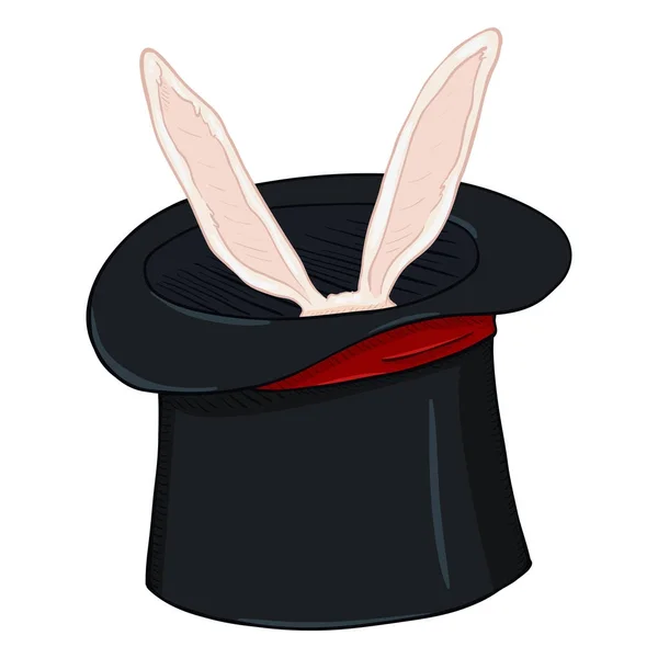 ウサギの耳を持つベクトル単一漫画黒い手品師の帽子 — ストックベクタ