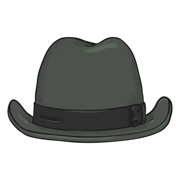 Vector Único Desenho Animado Clássico Cinzento Homburg Hat Vista Frontal —  Vetores de Stock