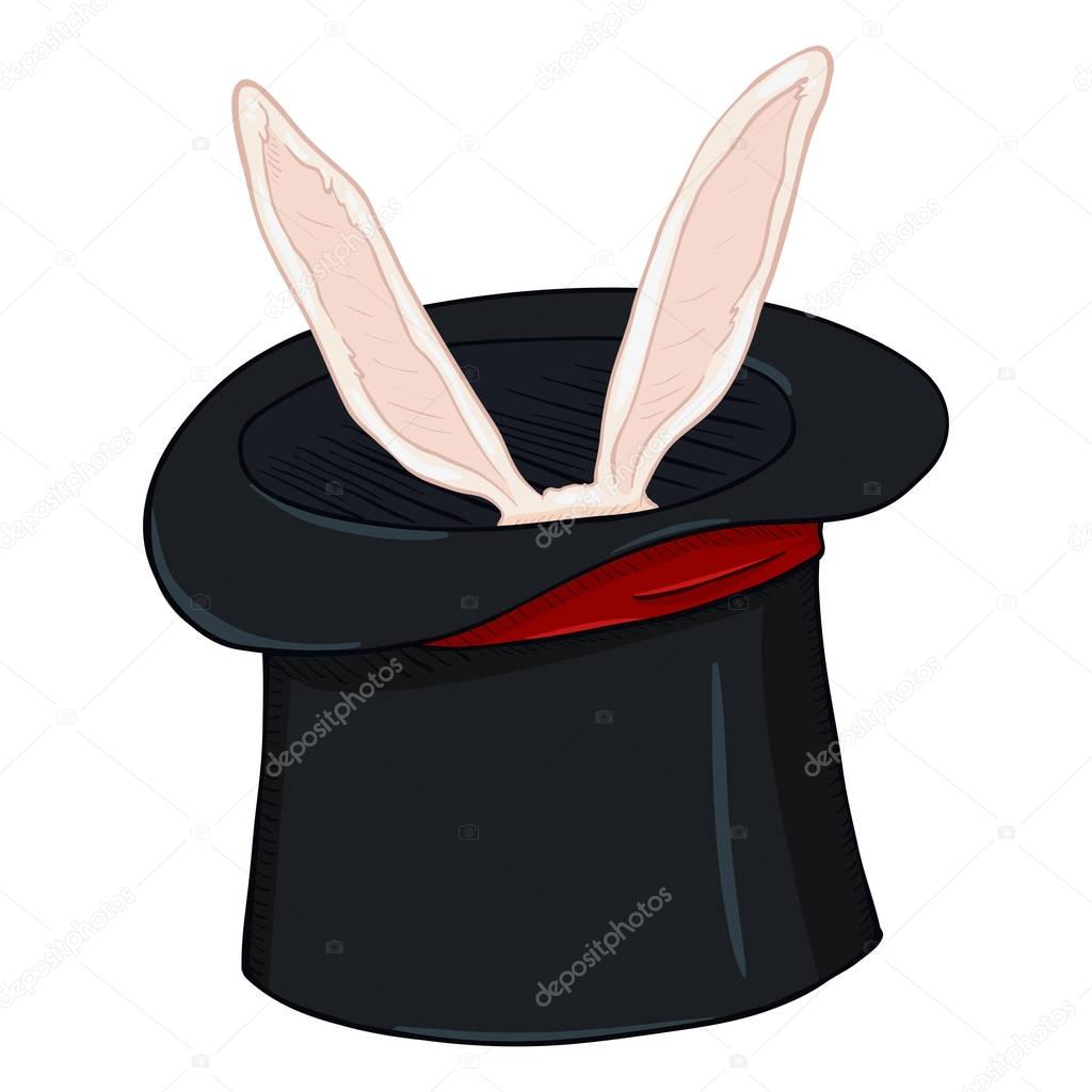 Vector Single Cartoon Black Magicians Hat with Bunnies Ears