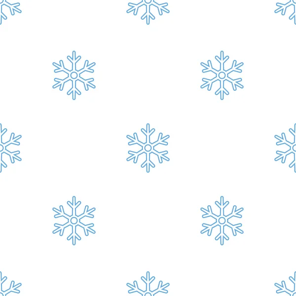 Patrón Copos Nieve Azul Sin Costura Vectorial Sobre Fondo Blanco — Archivo Imágenes Vectoriales