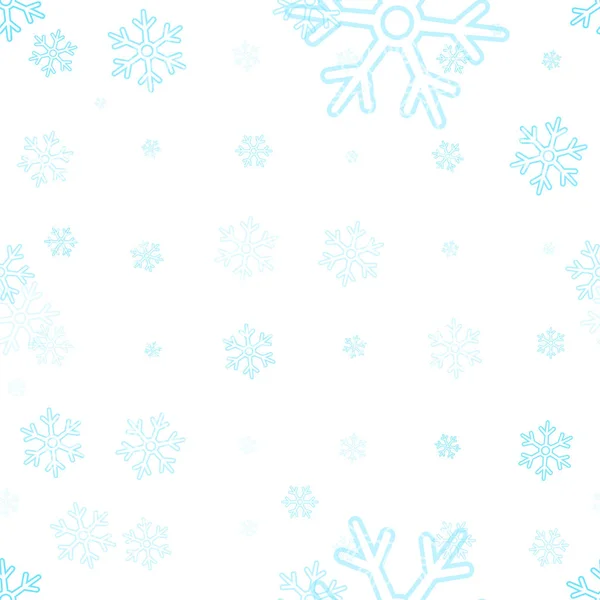 白い背景の上のシームレスな青い雪の結晶パターンのベクトル — ストックベクタ