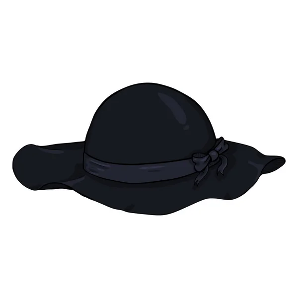 Dibujos Animados Negro Elegancia Sombrero Femenino — Vector de stock