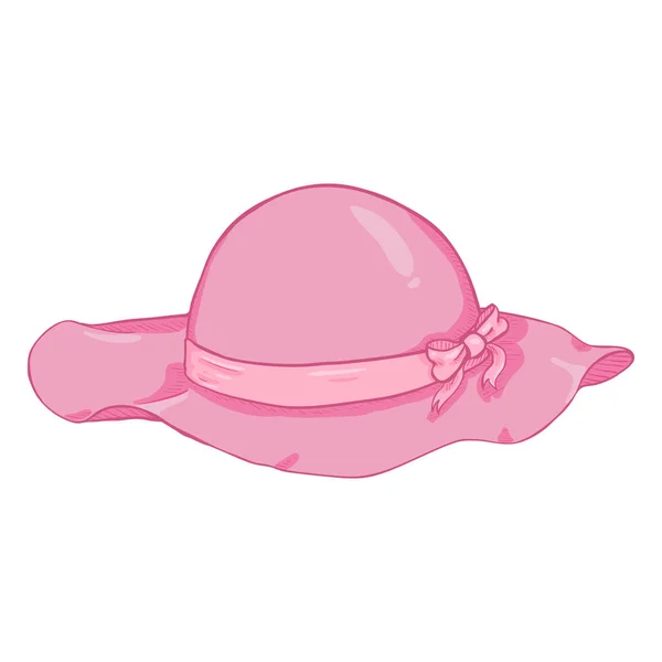 Vector Cartoon Pink Elegance Female Hat White Background — Stock Vector