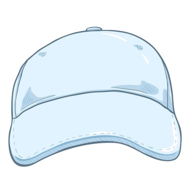 Çizgi film beyaz klasik boş beyzbol şapkası önden görünümü