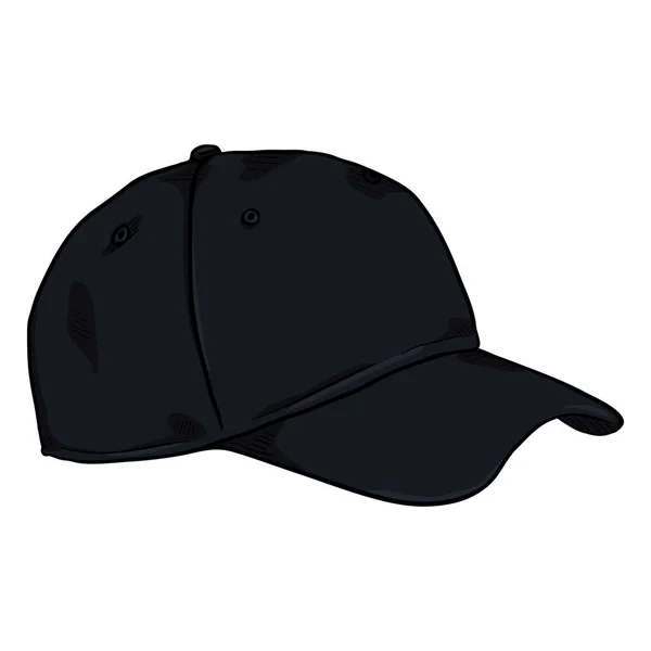 Vista Lateral Historieta Clásica Gorra Béisbol Negro — Vector de stock