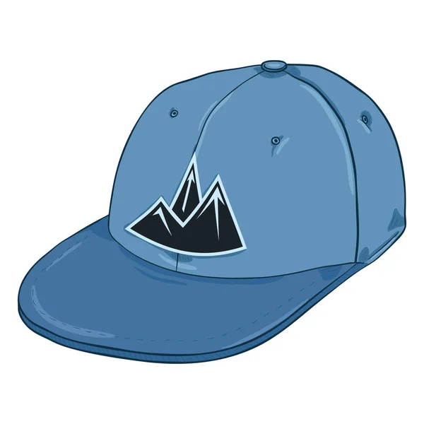 Vue Latérale Cartoon Blue Cap Avec Logo Montagne — Image vectorielle