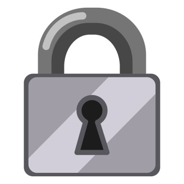 Vektör tek Metal düz asma kilit simgesi ile bir anahtar deliği