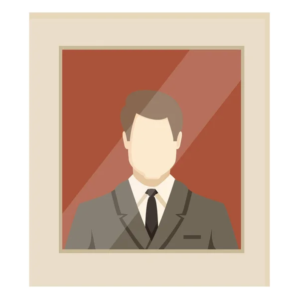 Vector Flat Color Businessman Avatar Illustration Dalam Beige Frame Userpic - Stok Vektor