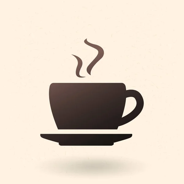 Vektor Einzige Schwarze Silhouette Symbol Der Kaffeetasse Mit Untertasse — Stockvektor