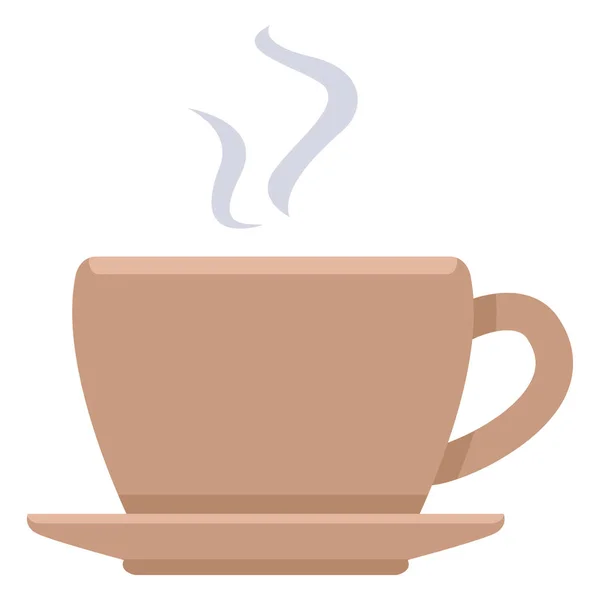 带茶托的棕色咖啡杯矢量单色图标 — 图库矢量图片