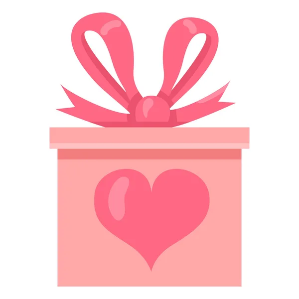 Ícone Rosa Giftbox Dos Dias Dos Namorados Vetor Com Sinal — Vetor de Stock