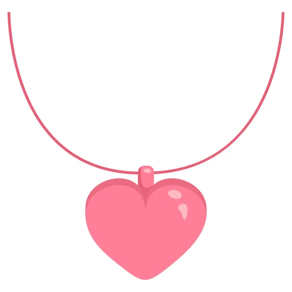 Vektorové Ikony Jednu Barvu Růžové Srdce Tvar Náhrdelník — Stockový vektor