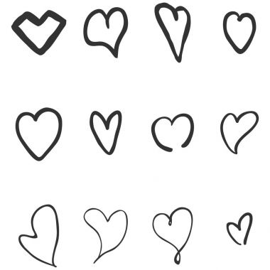 Doodle siyah kroki kalpler kümesi