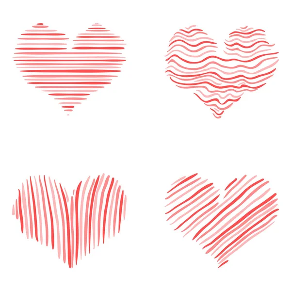 Набор красная линия сердца — стоковый вектор