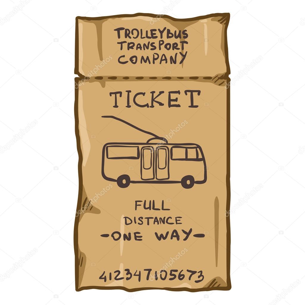 Cartoon Brown Tram Travel Ticket