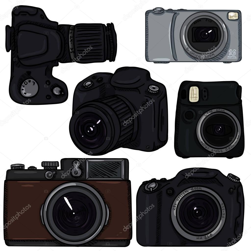 Set of Cartoon Photo Cameras