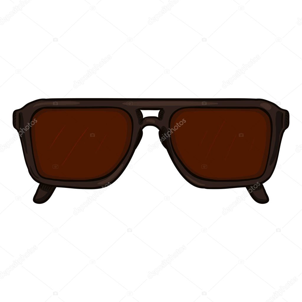 Vector Cartoon Sunglasses in Brown Plastic Rim