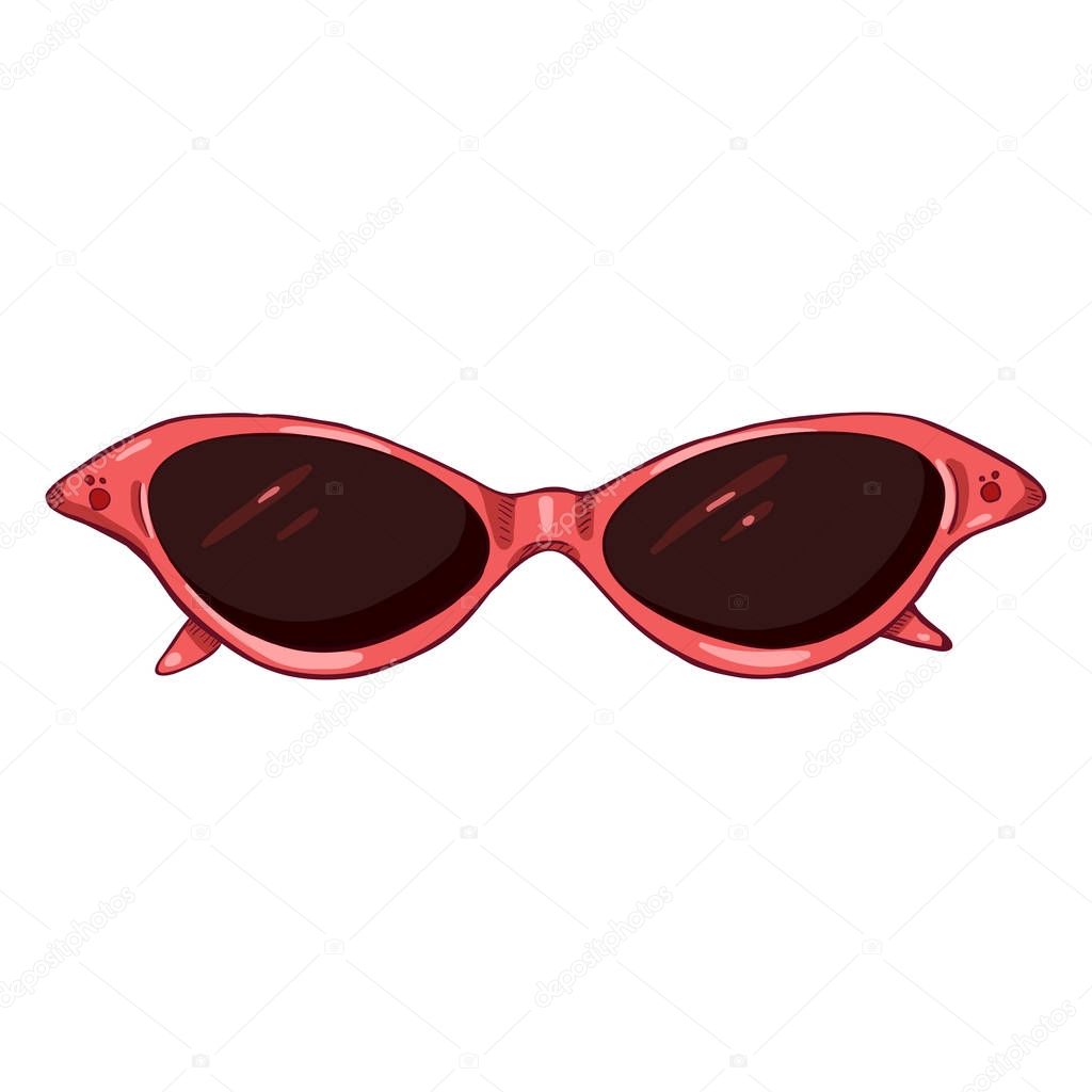Vector Cartoon Women Sunglasses in Pink Plastic Rim