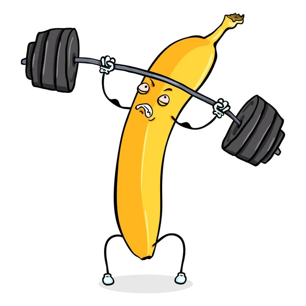 Banana Levantamento Pesado Barbell Peso — Vetor de Stock