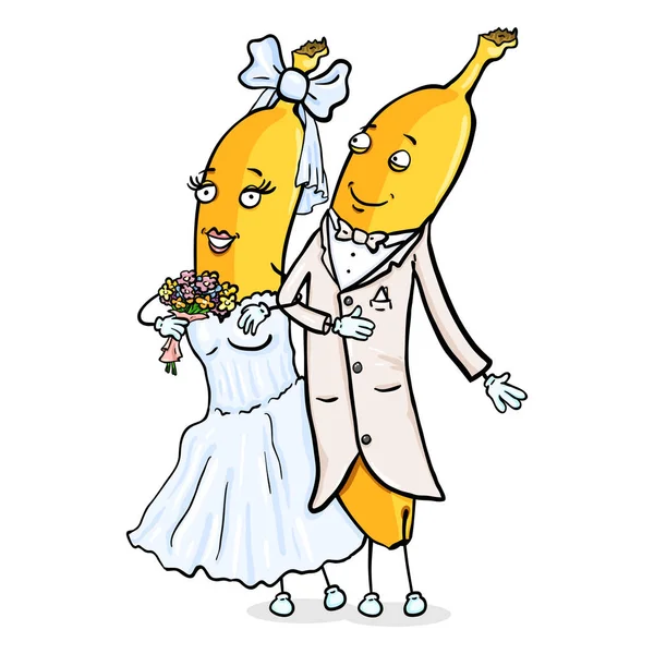 Banane vient de se marier Couple — Image vectorielle