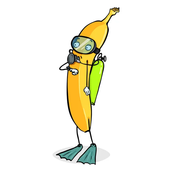 Banana Diver with Mask and Aqualung Royalty Free Stock Illustrations