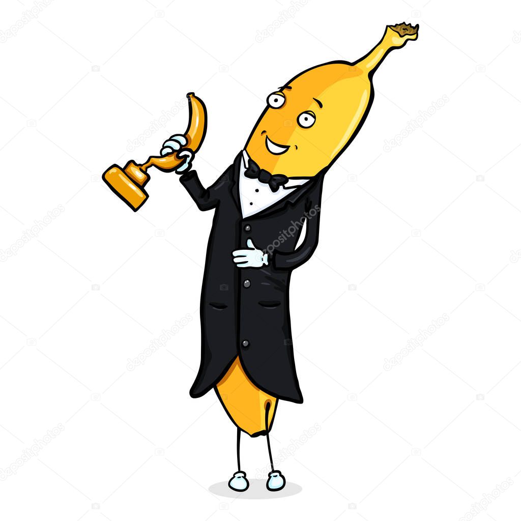 Banana in Tuxedo with Gold Trophy
