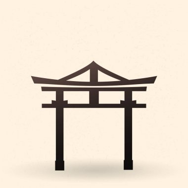 Vektör tek siyah siluet Şinto Torii Gate simgesi