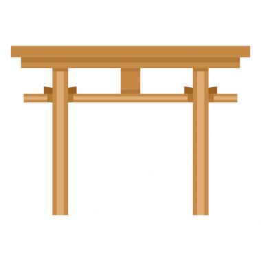 Vektör renkli düz simgesi - Japon ahşap Şinto Torii kapısı