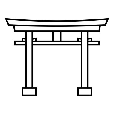 Vektör siyah anahat Şinto Icon - Japon Torii kapısı