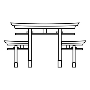 Vektör siyah anahat Şinto Icon - Japon Torii kapısı