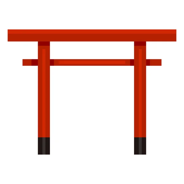 Vektor Platt Färgglada Shinto Icon Japanska Röda Torii Gate — Stock vektor