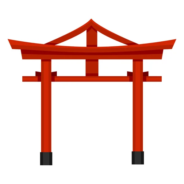 Vector Plana Colorido Ícono Sintoísta Puerta Torii Roja Japonesa — Vector de stock