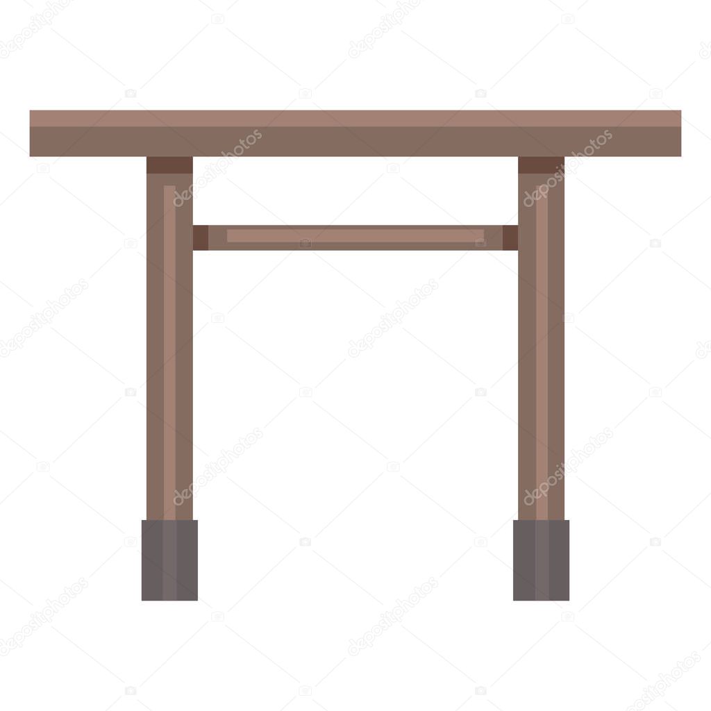 Vector Colorful Flat Shinto Icon - Japanese Brown Wooden Torii Gate