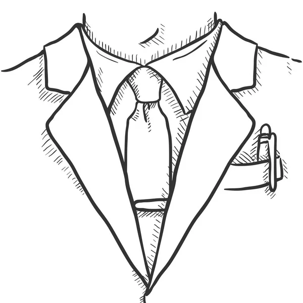 Kreslený Náčrtek Podnikatel Obleku Kravatou Vektor Ilustrace — Stockový vektor