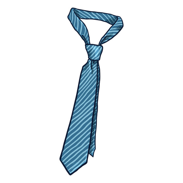 cartoon classic striped blue necktie, vector, illustration