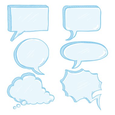 Vektör ayarla, mavi konuşma beyaz arka plan üzerinde izole balonları.