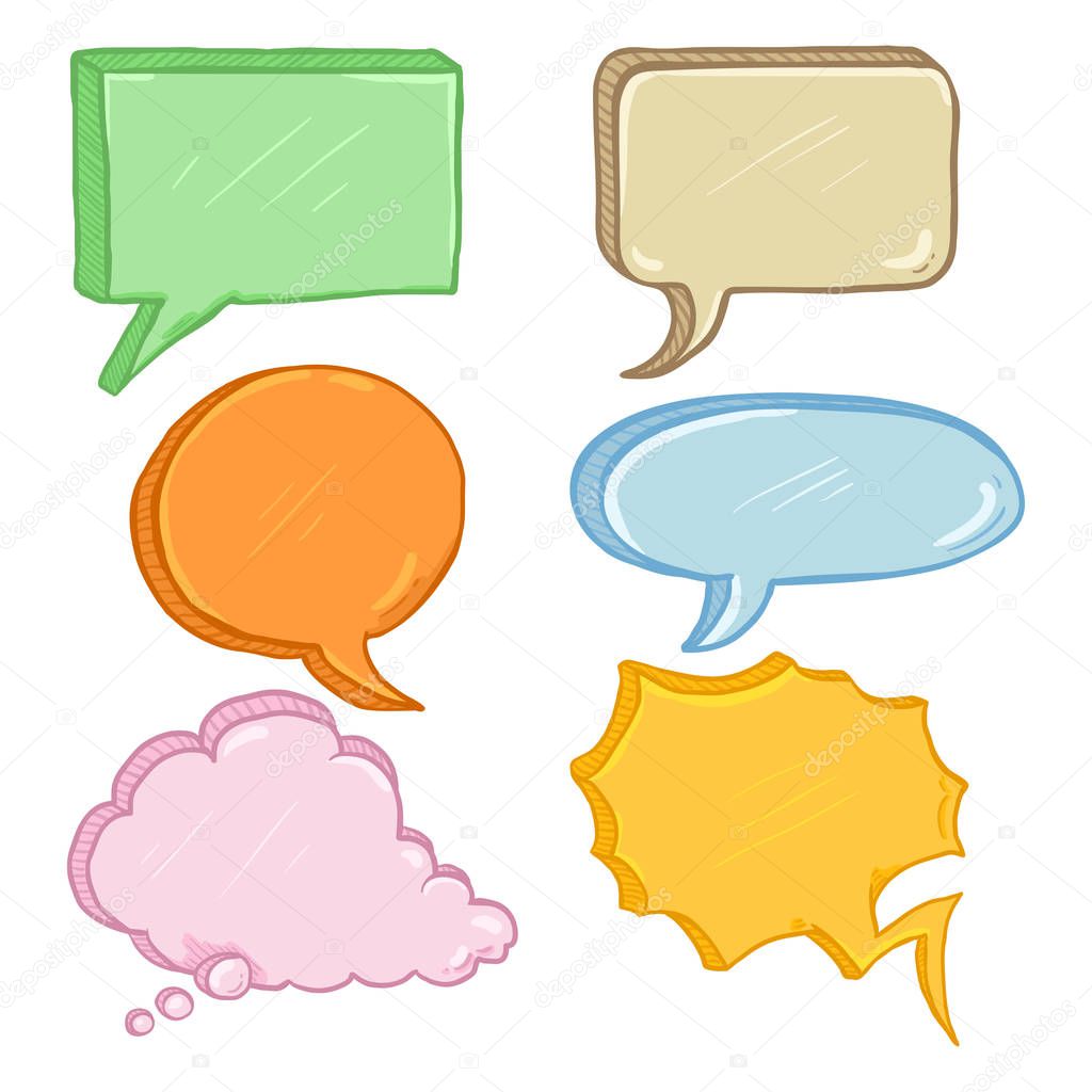 Vector Set of Colorful Speech Bubbles isolated on white background.