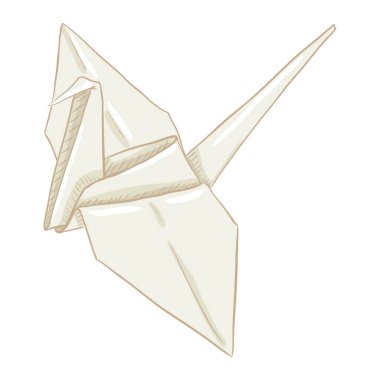 Origami beyaz kağıt vinç sanat, vektör çizim