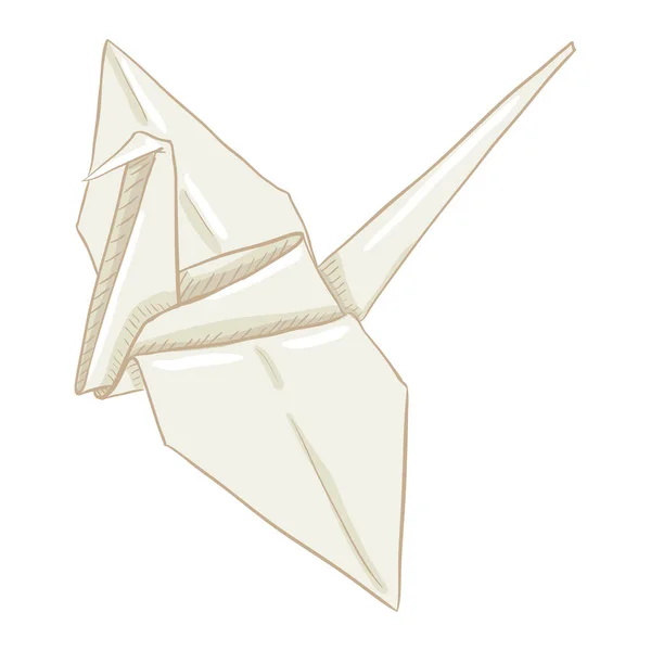 Origami Weißes Papier Kranich Kunstwerk Vektorillustration — Stockvektor