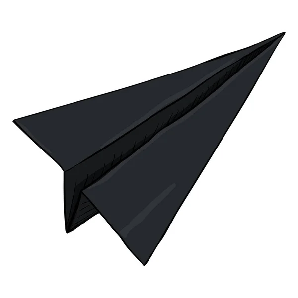 Cartoon Origami Black Paper Plane Vector Illustration — Stock Vector