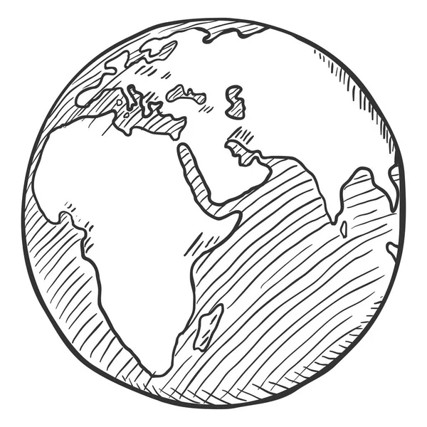 Svart Skiss Globe Illustration Isolerade Bakgrund Vektor Illustration — Stock vektor