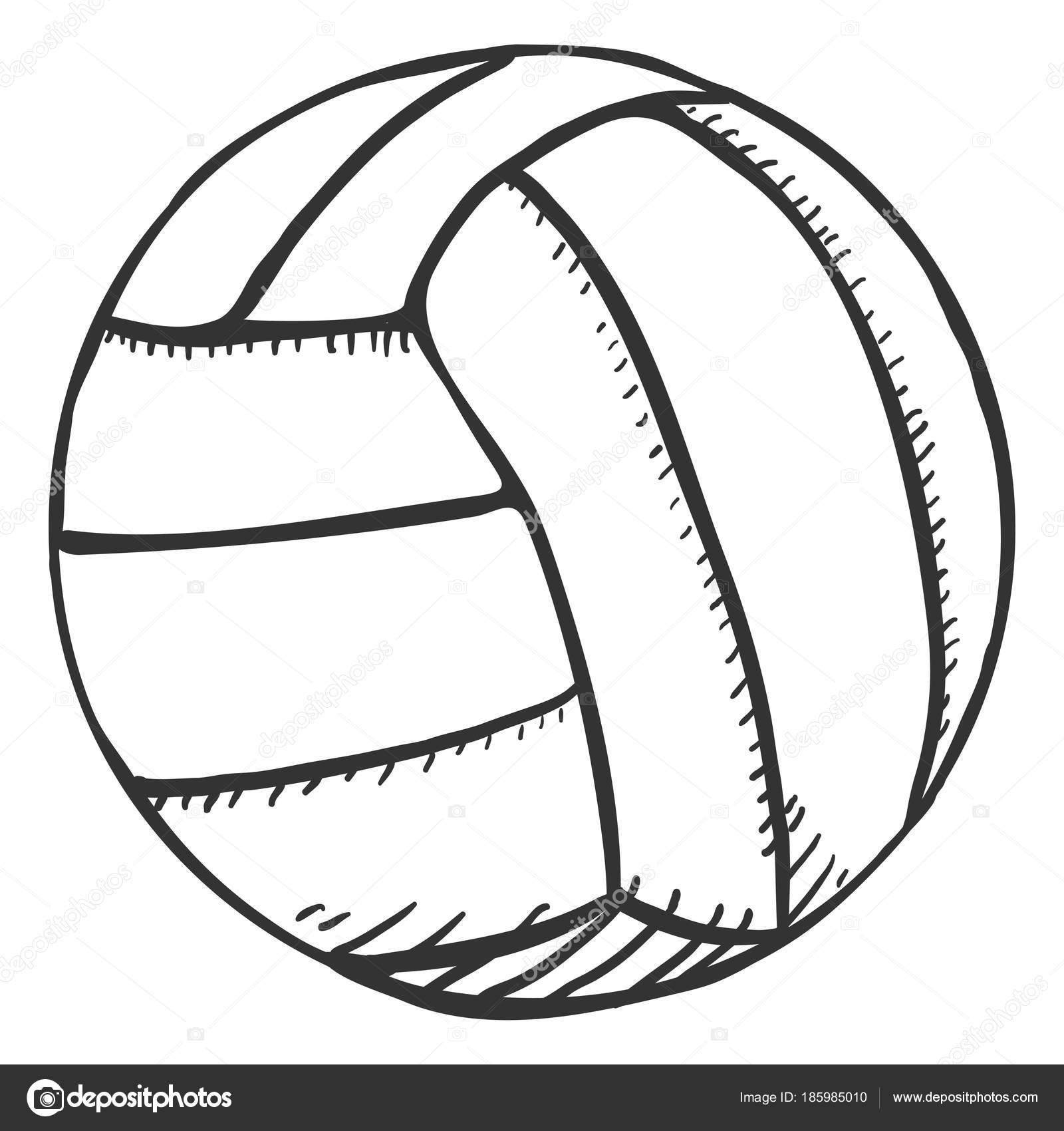 Pelota Voleibol Dibujo Lápiz Negro Ilustración Vectorial Vector de