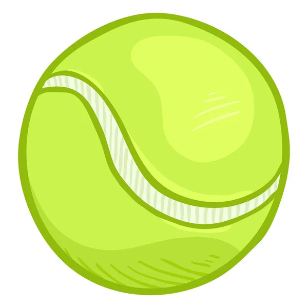 Bola Tênis Verde Claro Dos Desenhos Animados Fundo Branco Ilustração —  Vetores de Stock