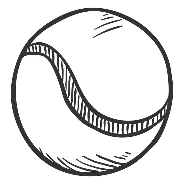 Potlood Schets Tennisbal Witte Achtergrond Vectorillustratie — Stockvector