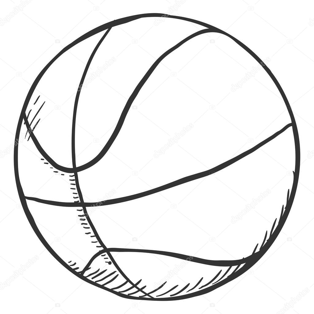 Single Pencil Sketch Ball Basketball Vector Illustration — Stock Vector